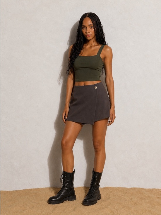 H&M Pants - H&M Asymmetrical Wrap Skort – Brown Size 8 NWT